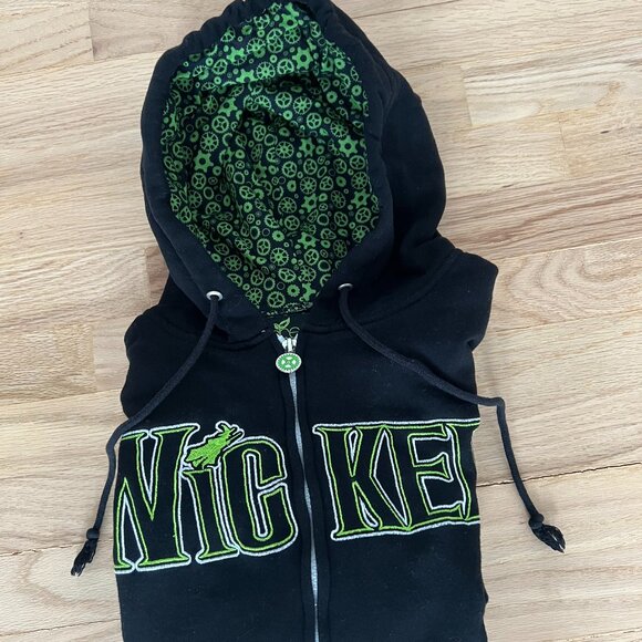Wicked Green For Good Black Zip Up Hoodie Size Medium - Picture 3 of 6